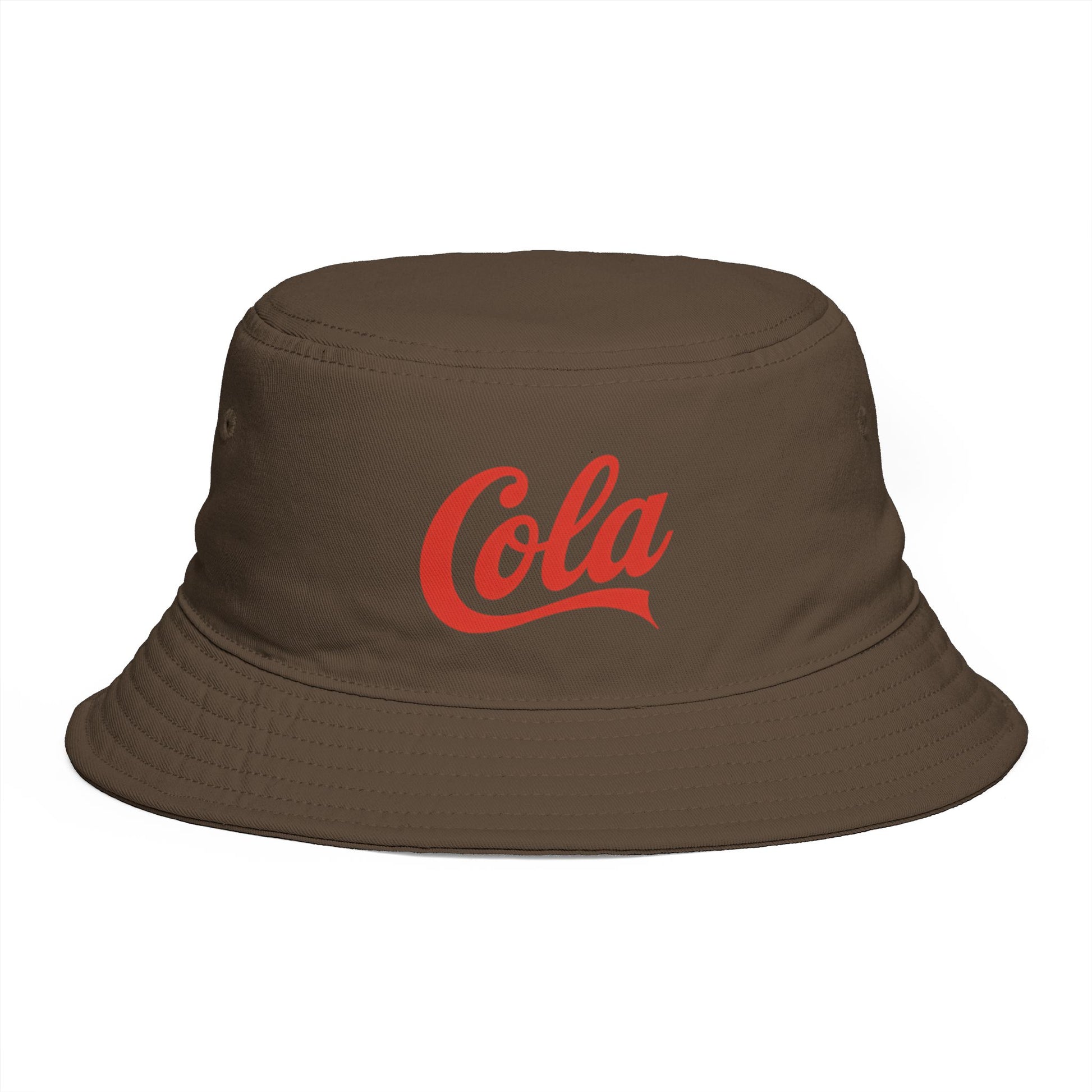 Cola Logo Brown Bucket Hat – Retro Soda-Inspired Summer Hat Hats Printify One size Walnut