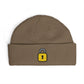 Embroidered Lock Cuff Beanie – Secure Padlock Knit Hat Hats Printify One size Walnut
