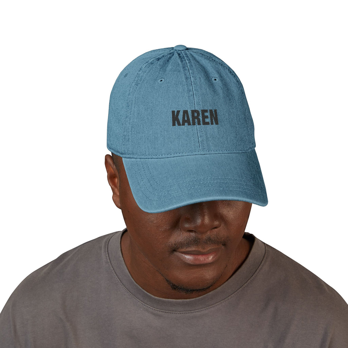 Embroidered 'KAREN' Denim Hat - Classic Adjustable Black Cap Hats Printify