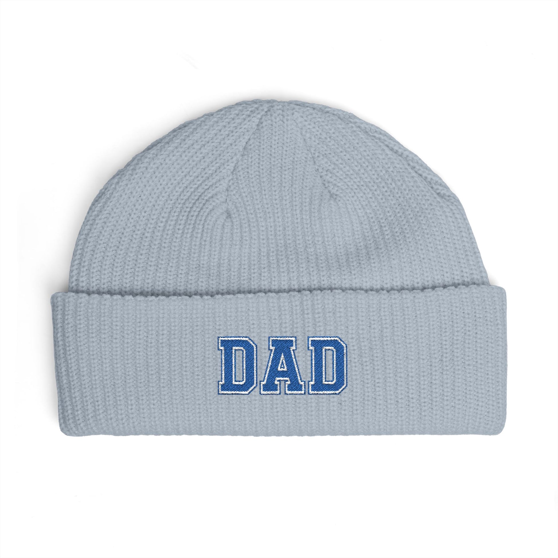 Dad Cuff Beanie — Embroidered Varsity Logo Knit Hat for Fathers, Gift for Dad Hats Printify One size Powder