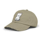 Distressed Black Cap with Cute White Cat Graphic Hats Printify