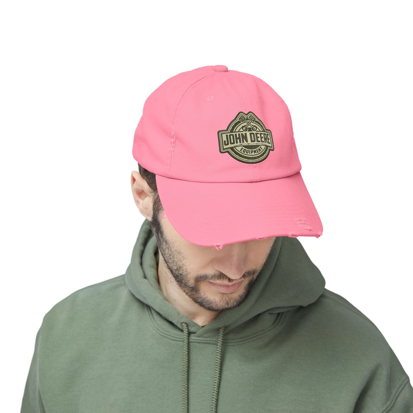 Distressed John Deere Logo Cap — Vintage Farm Equipment Baseball Hat
