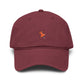 Washed Baseball Cap with Tiny Orange Pushpin Embroidery — Casual Everyday Hat Hats Printify One size Maroon