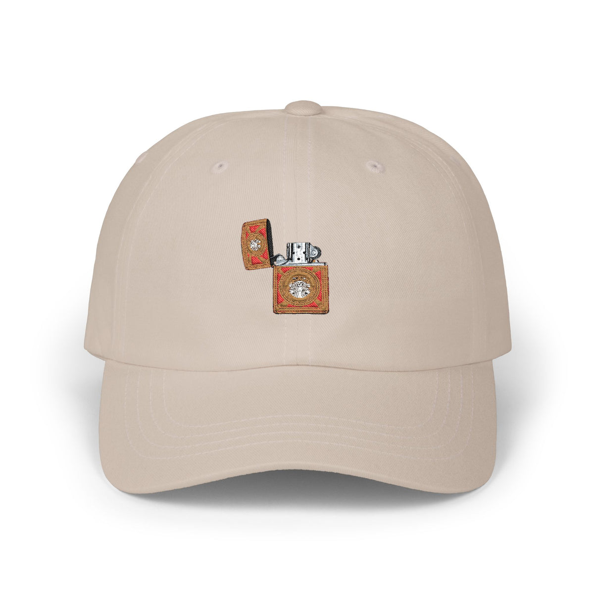 Dad Cap - Floral Lighter Patch Embroidered Baseball Hat Hats Printify Stone One size