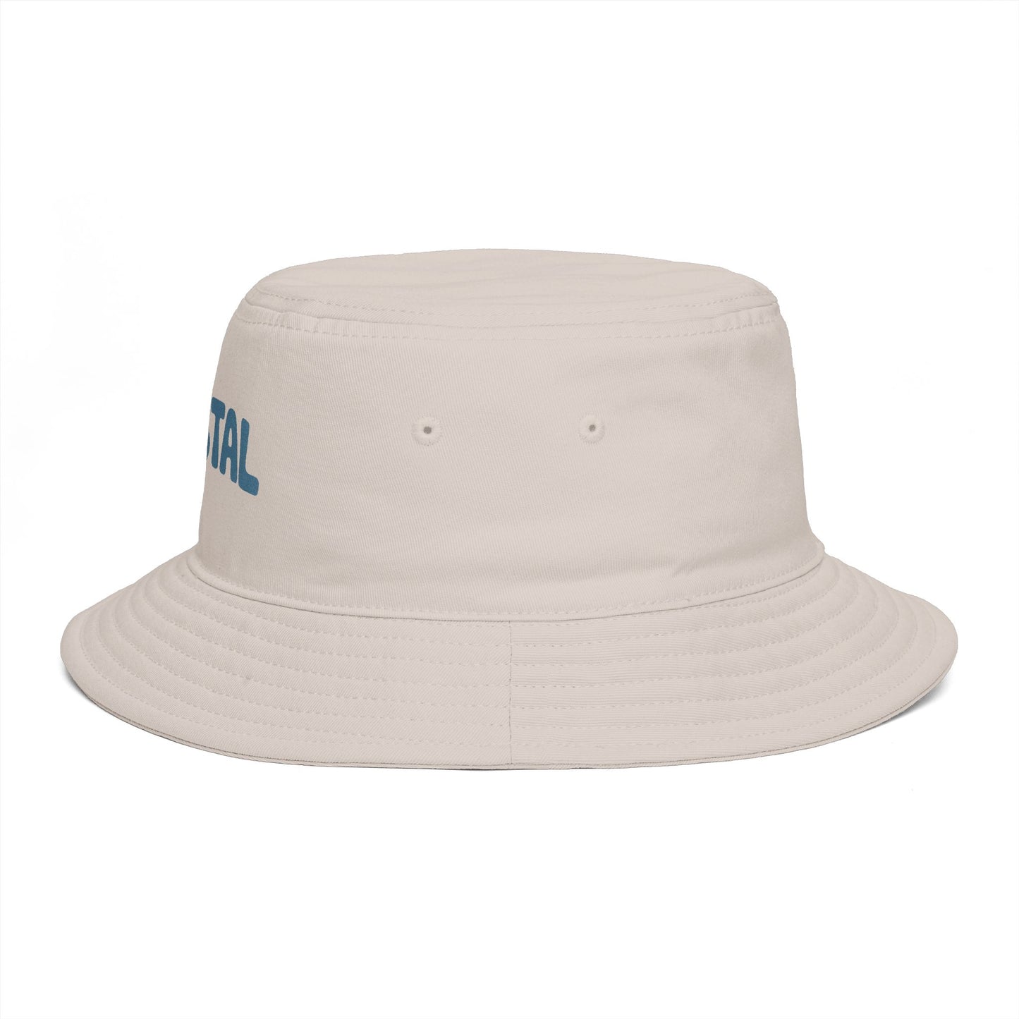 Coastal Bucket Hat — Brown Beach Sun Hat with 'COASTAL' Retro Text Hats Printify
