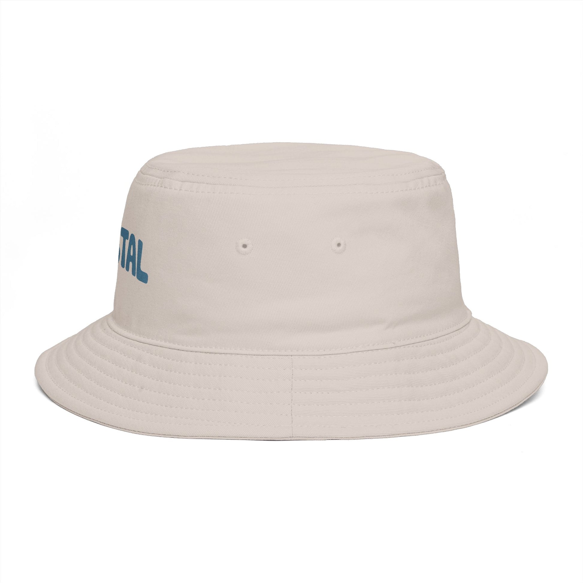 Coastal Bucket Hat — Brown Beach Sun Hat with 'COASTAL' Retro Text Hats Printify