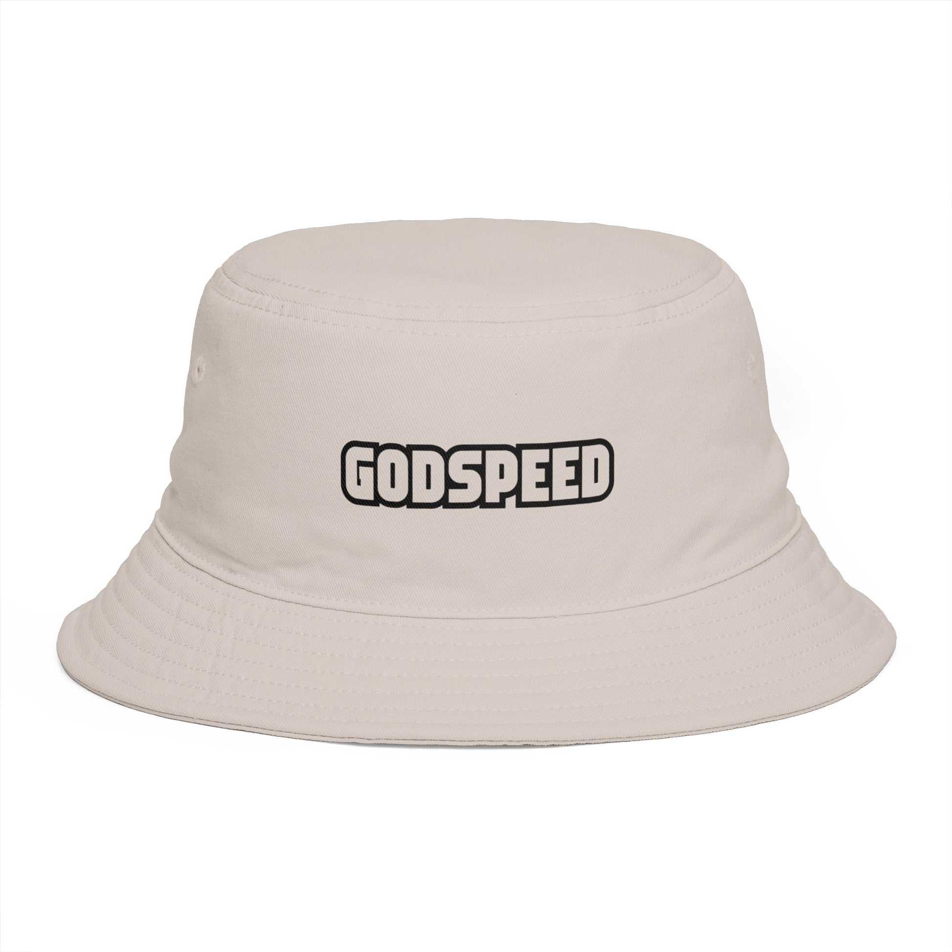 Godspeed Bucket Hat — Retro Script Embroidered Brown Sun Hat Hats Printify One size Bone