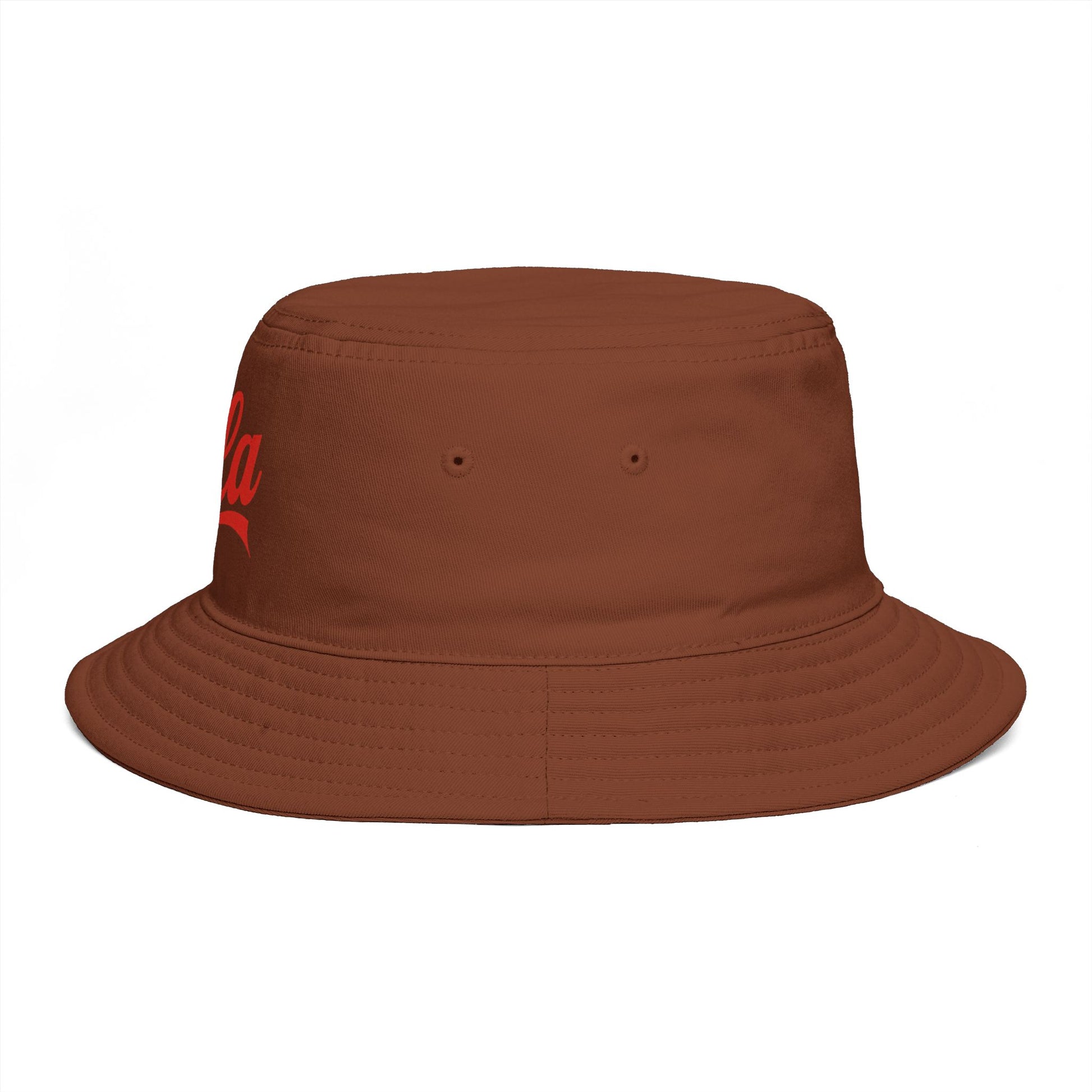 Cola Logo Brown Bucket Hat – Retro Soda-Inspired Summer Hat Hats Printify