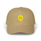 Smiling Melt Dad Cap — Dripping Smiley Embroidered Baseball Hat Hats Printify Khaki One size
