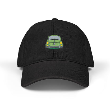 Embroidered Vintage Green Car Denim Hat Hats Printify One size Black