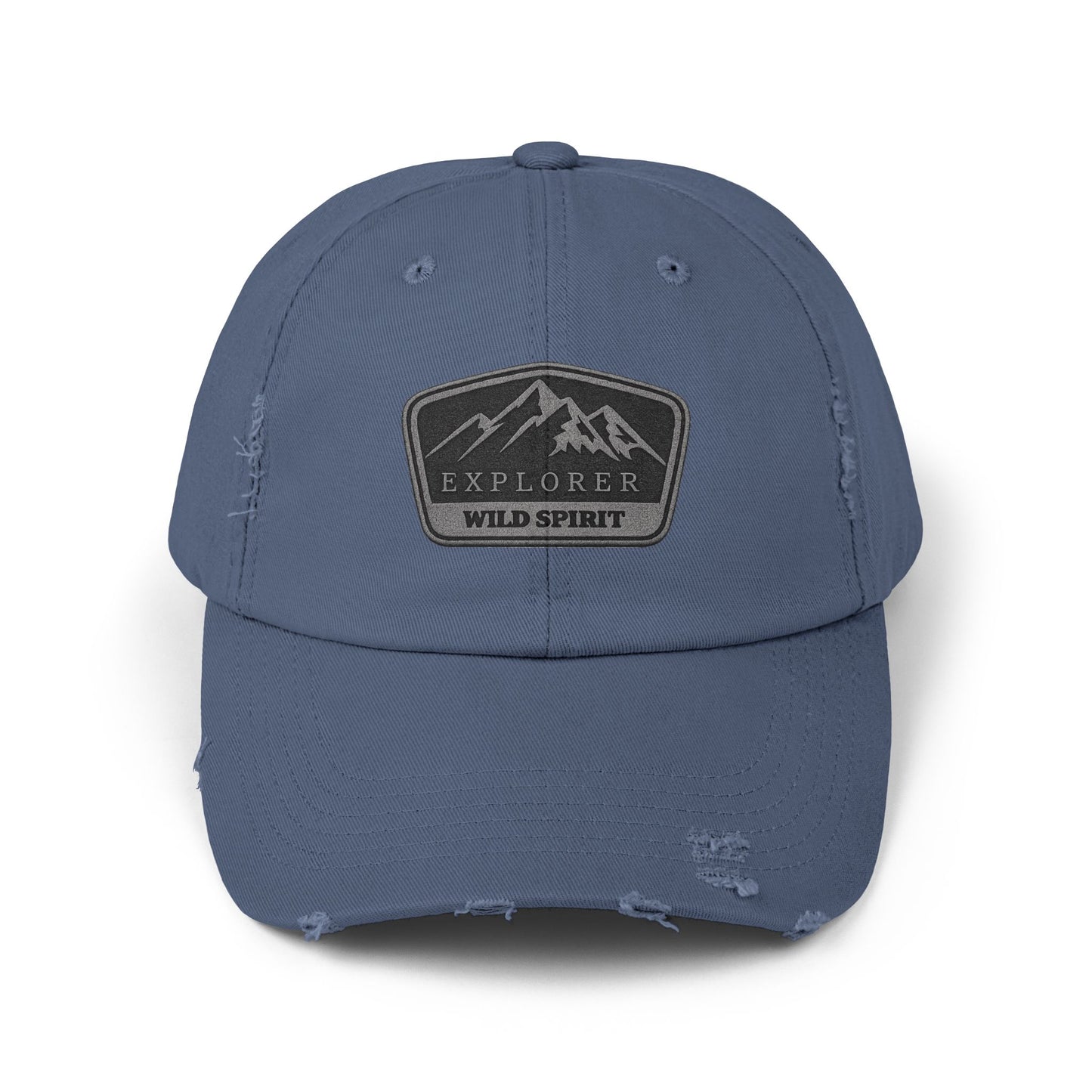 Explorer Wild Spirit Distressed Cap — Mountain Outdoors Dad Hat Hats Printify Scotland Blue One size
