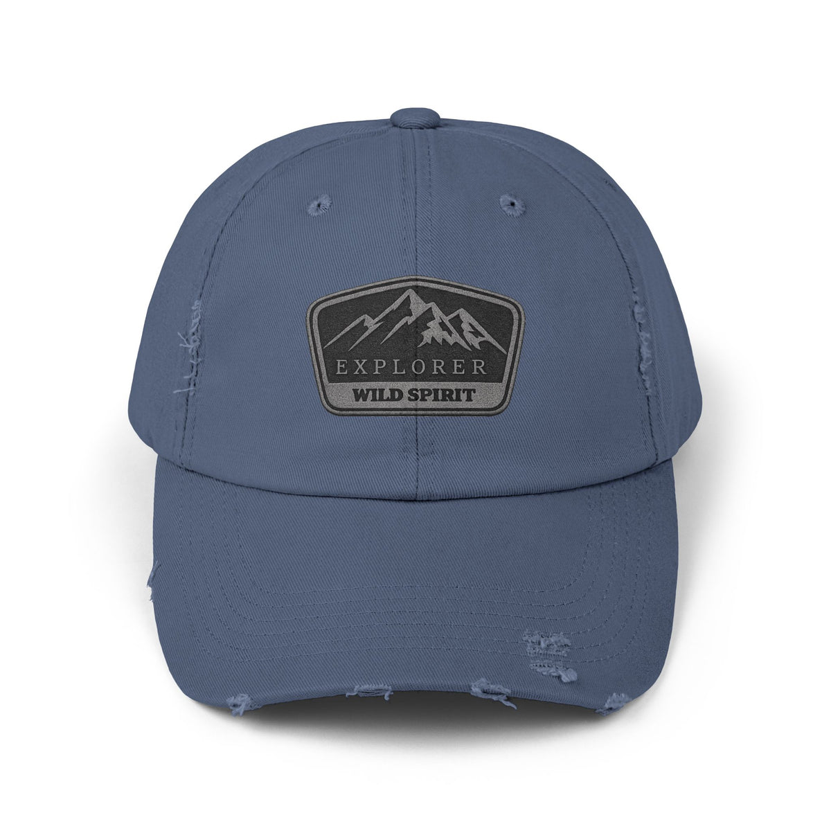 Explorer Wild Spirit Distressed Cap — Mountain Outdoors Dad Hat Hats Printify Scotland Blue One size
