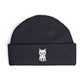 Embroidered Kitten Cuff Beanie