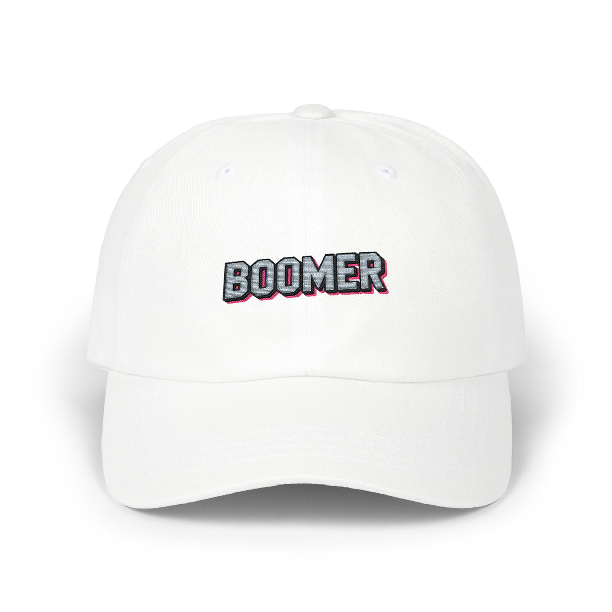 Boomer Embroidered Dad Cap – Retro Patch Baseball Hat Hats Printify White One size