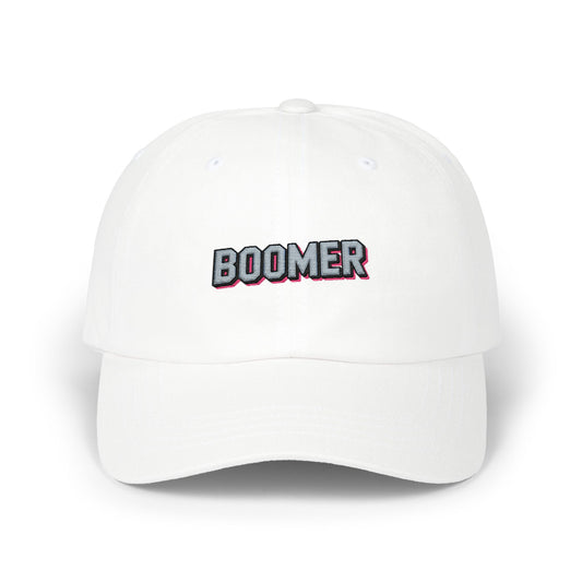 Boomer Embroidered Dad Cap – Retro Patch Baseball Hat Hats Printify White One size