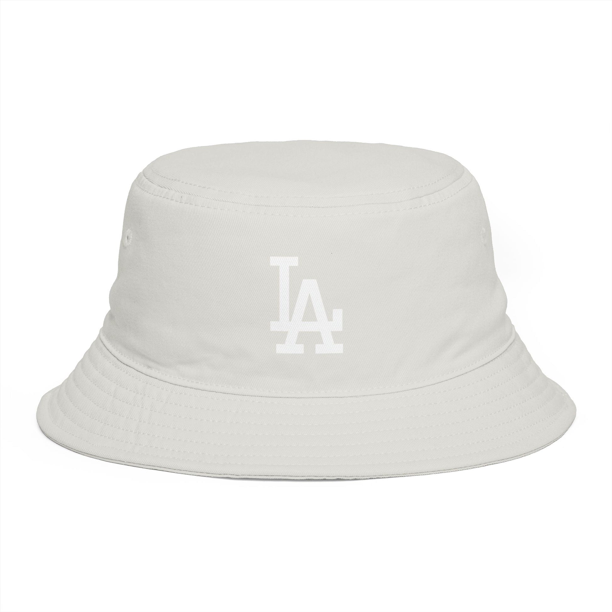 Brown LA Logo Bucket Hat — Casual Streetwear Sun Hat Hats Printify One size Ecru