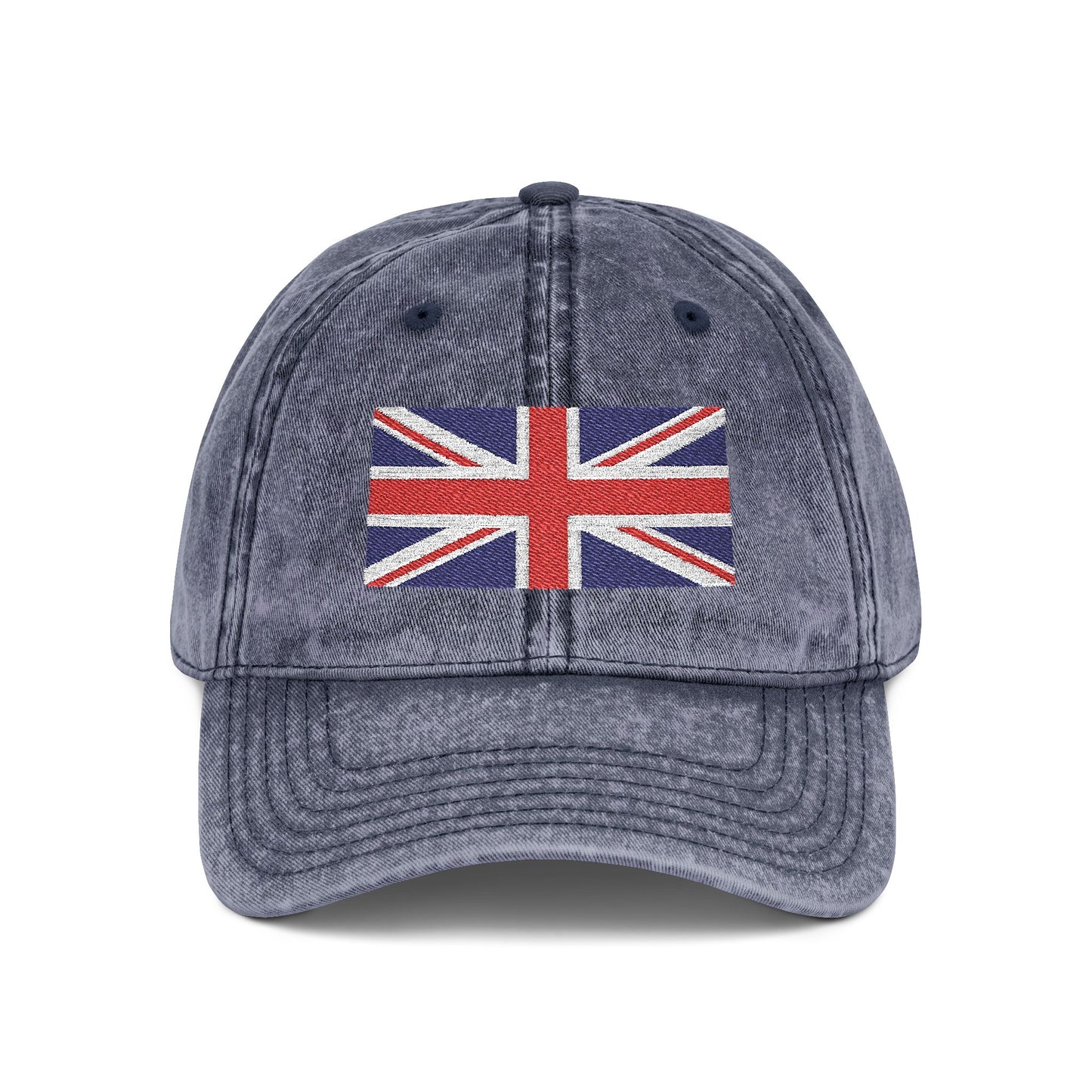 Vintage Union Jack Embroidered Cap Hats Printify One size Navy