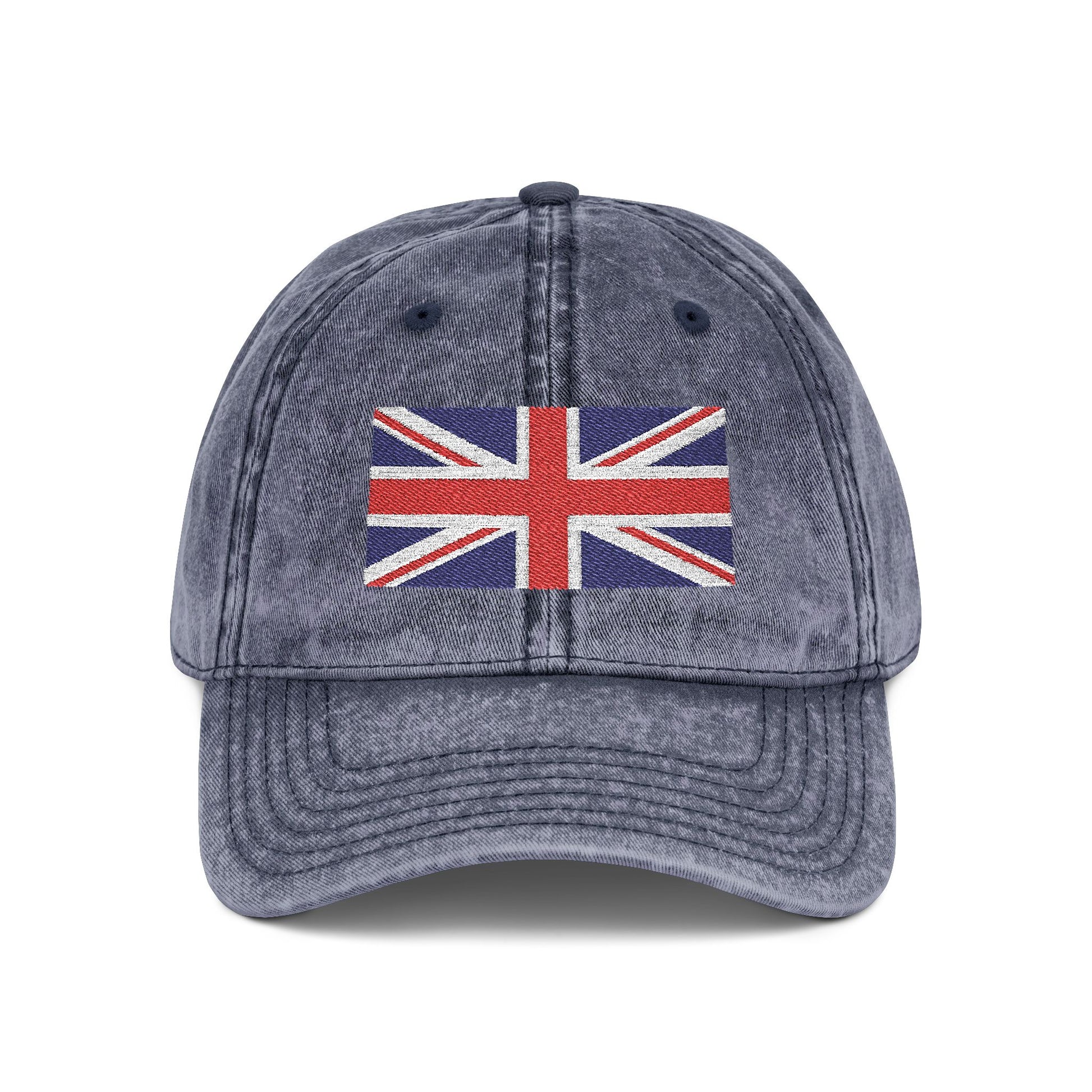 Vintage Union Jack Embroidered Cap Hats Printify One size Navy