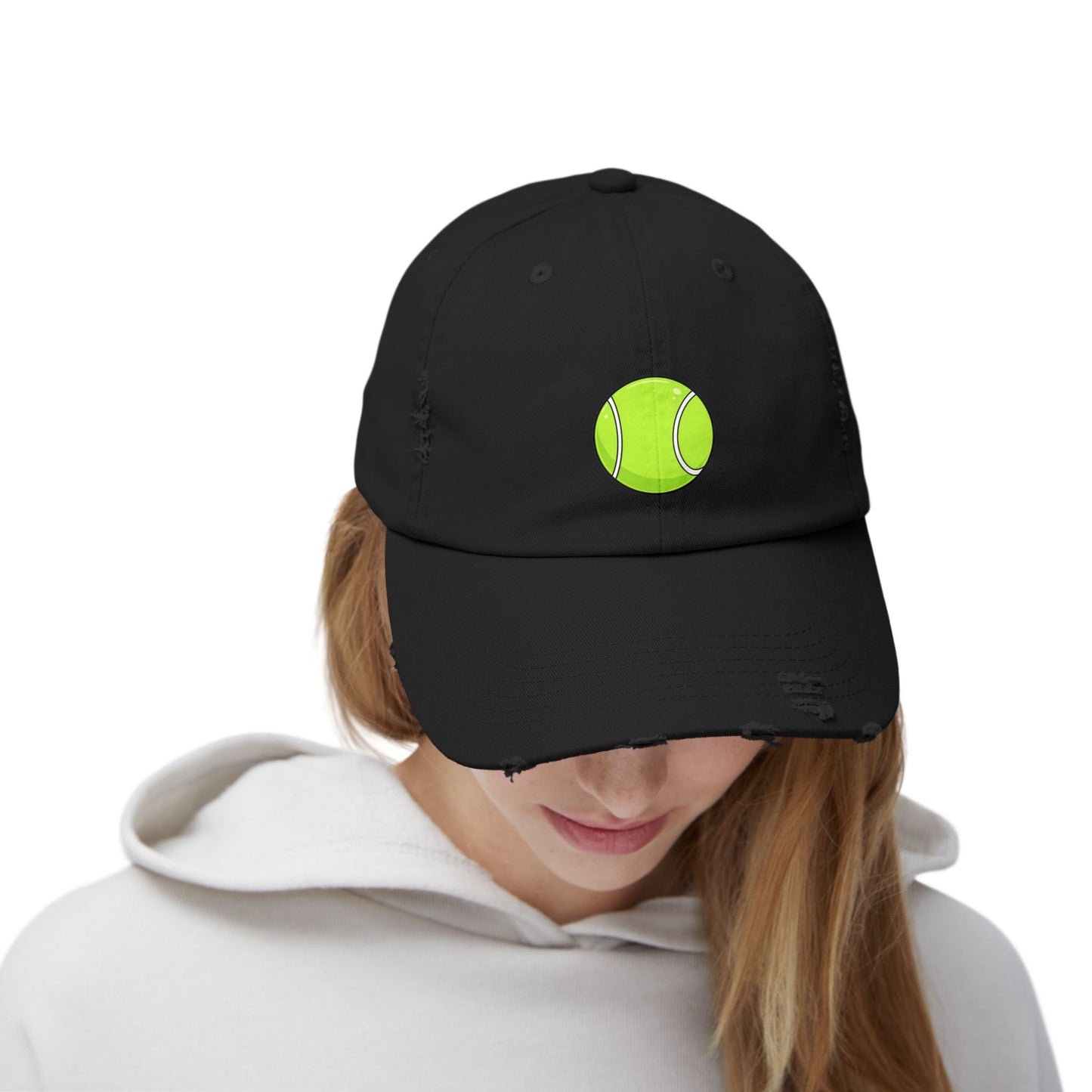 Distressed Tennis Ball Cap — Vintage Sport Dad Hat Hats Printify
