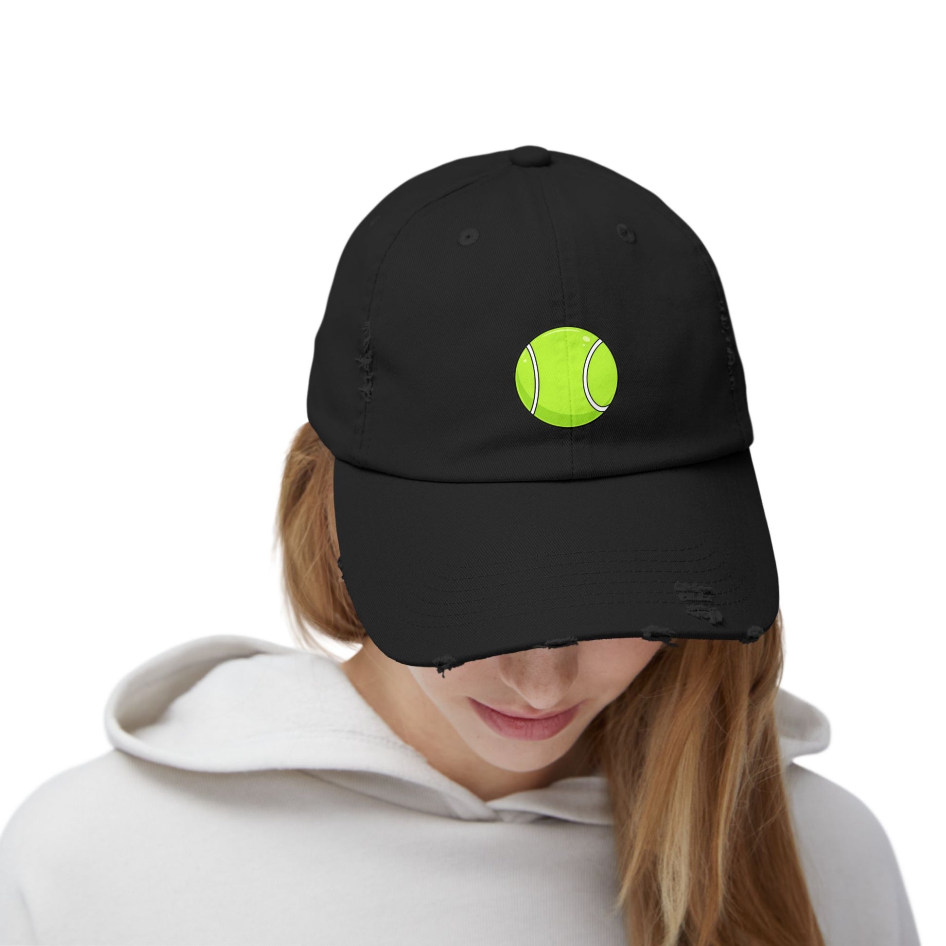 Distressed Tennis Ball Cap — Vintage Sport Dad Hat Hats Printify