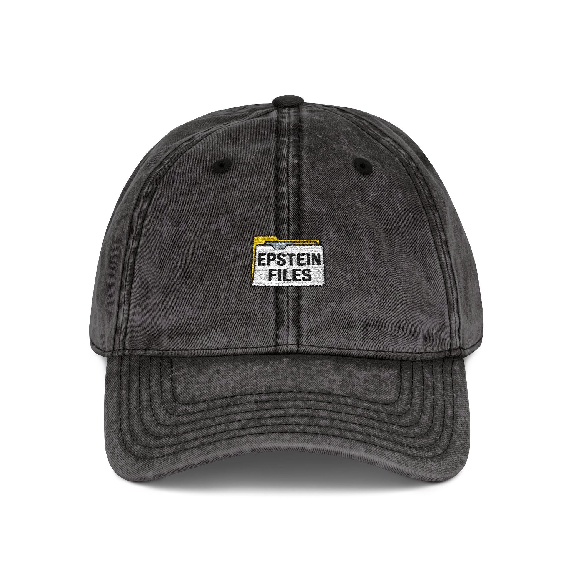 Embroidered Vintage Cap — "Epstein Files" Patch Dad Hat Hats Printify One size Black