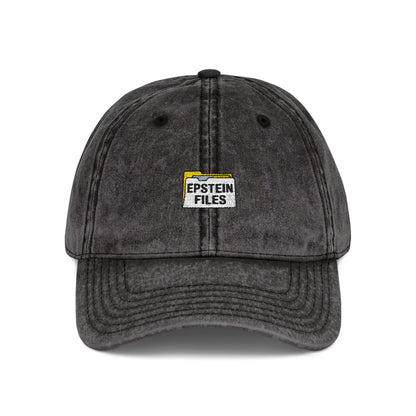 Embroidered Vintage Cap — "Epstein Files" Patch Dad Hat Hats Printify One size Black