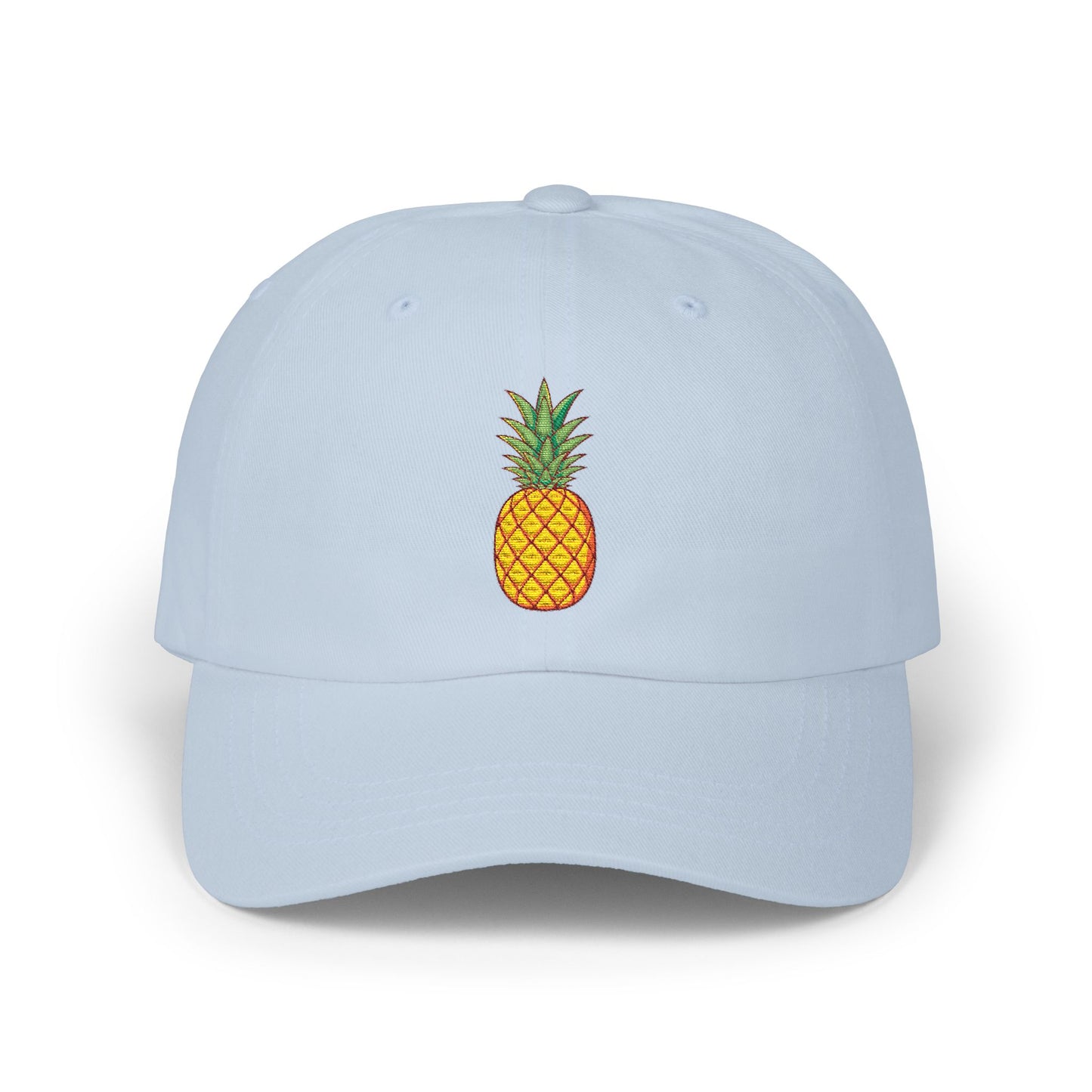 Pineapple Embroidered Dad Cap — Tropical Pineapple Baseball Hat Hats Printify Light Blue One size