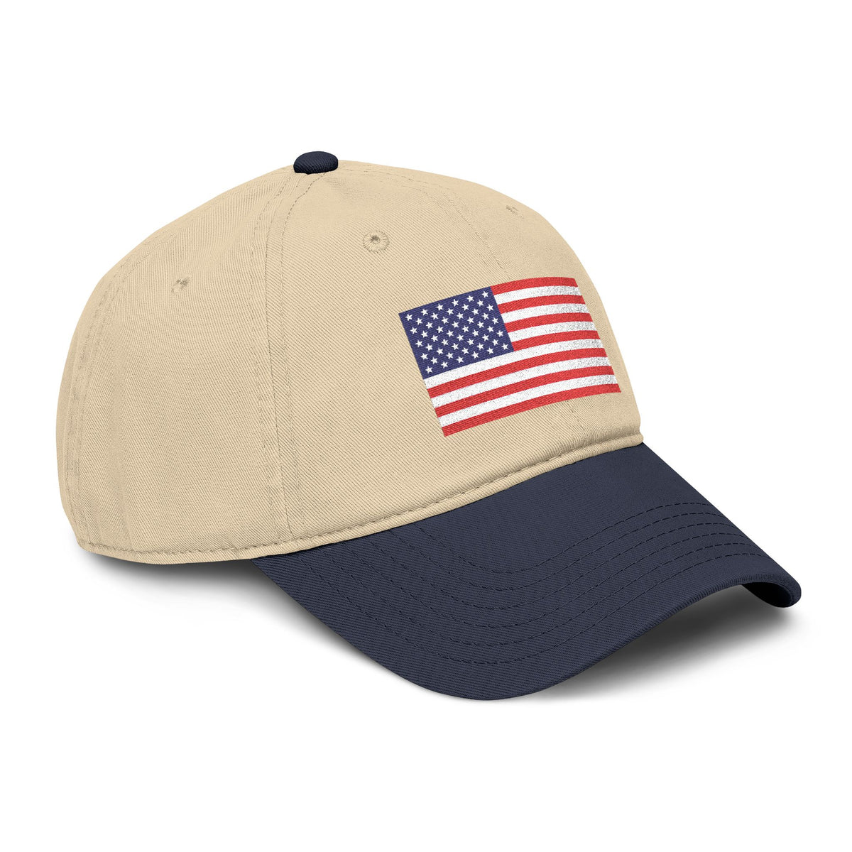 Embroidered American Flag Baseball Cap — Washed Cotton Patriotic Hat for 4th of July Hats Printify