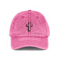 Vintage Embroidered Cross Cap — Distressed Red Dad Hat Hats Printify One size Pink