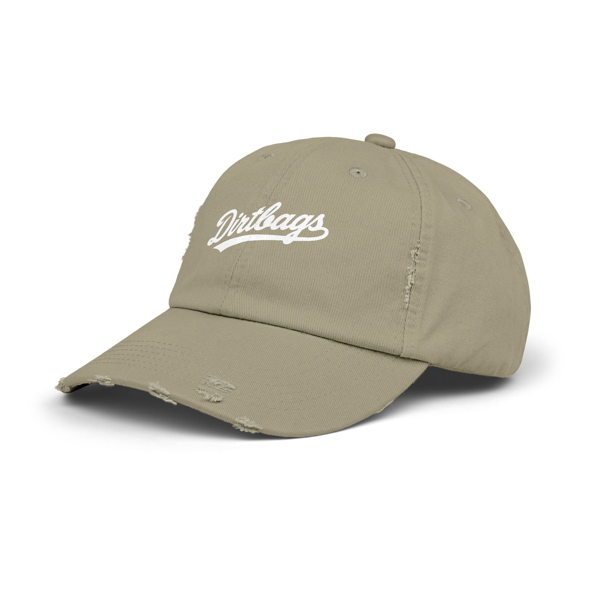 Dirtbags Distressed Baseball Cap — Vintage Script Embroidered Hat Hats Printify