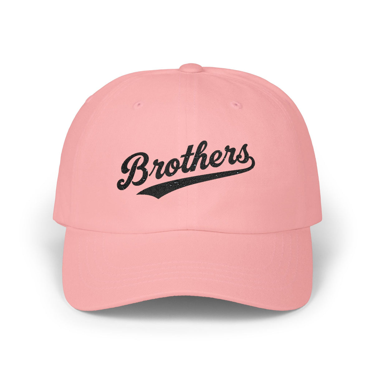 Brothers Dad Cap – Vintage Script Embroidered Baseball Hat Hats Printify Pink One size