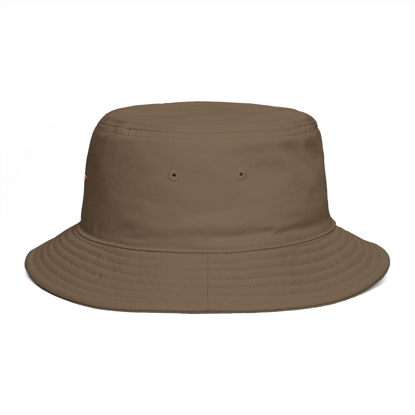 Red Pushpin Embroidered Bucket Hat - Minimal Casual Sun Hat
