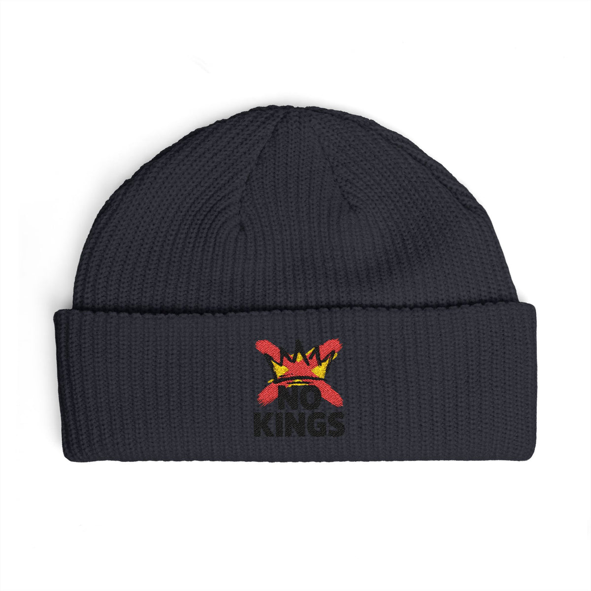 Cuff Beanie — 'No Kings' Streetwear Embroidered Beanie Hats Printify One size Navy