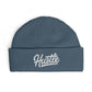 Hustle Cuff Beanie – Embroidered Knit Winter Hat Hats Printify One size Petrol Blue