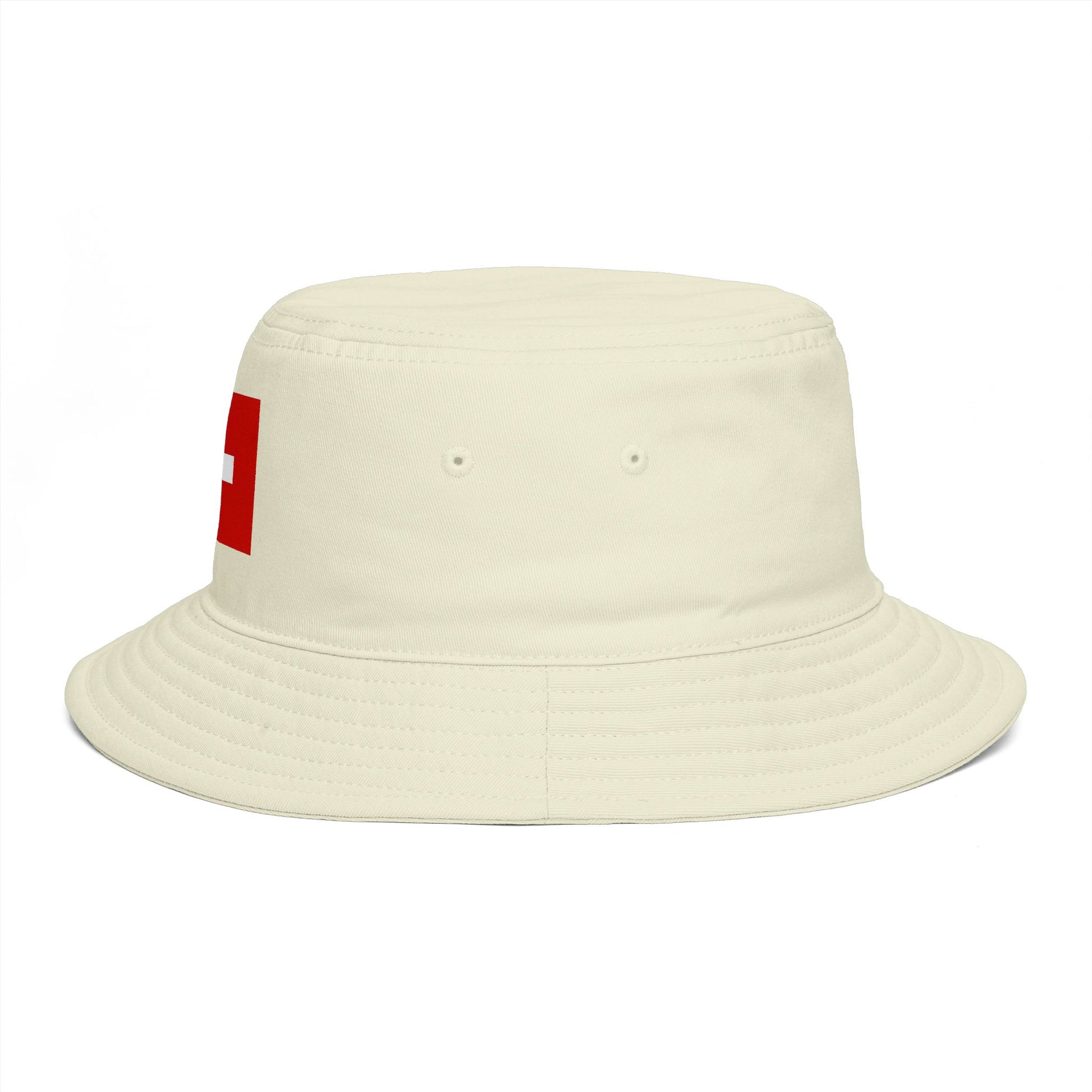 Swiss Cross Brown Bucket Hat — Alpine Flag Patch Sun Hat Hats Printify
