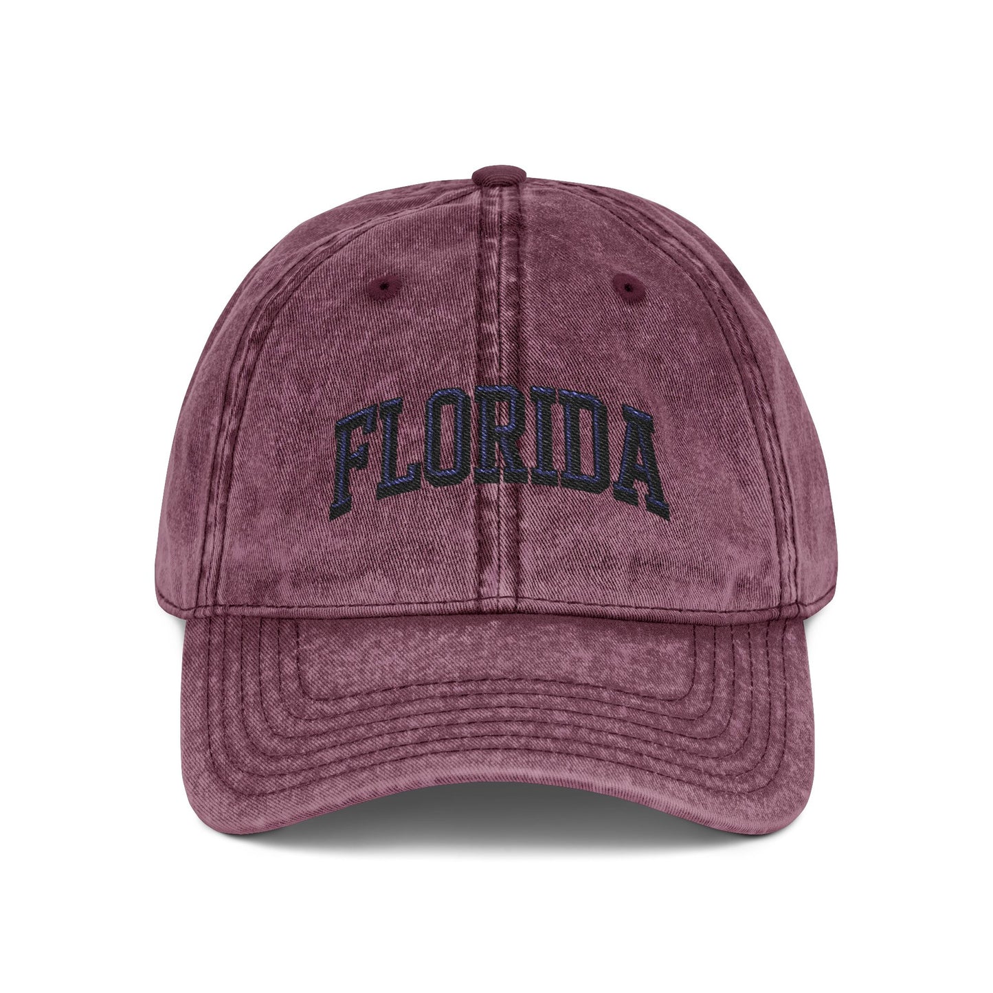 Florida Vintage Embroidered Cap - Washed Red Dad Hat Hats Printify One size Maroon