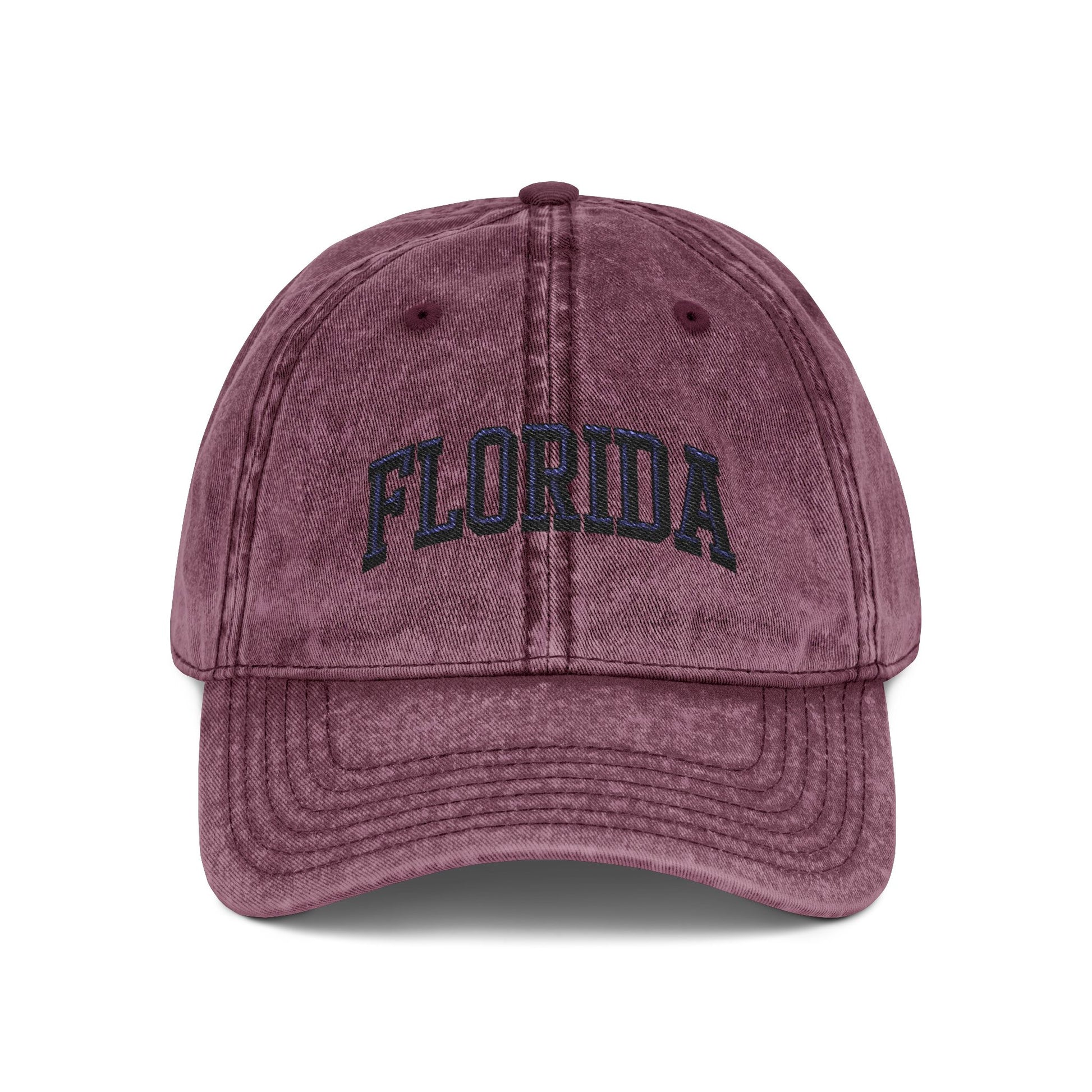 Florida Vintage Embroidered Cap - Washed Red Dad Hat Hats Printify One size Maroon