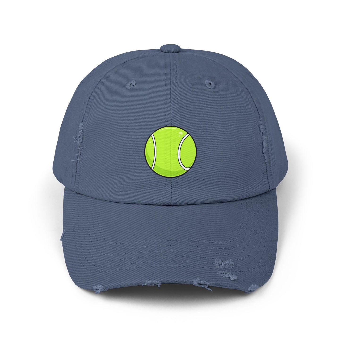 Distressed Tennis Ball Cap — Vintage Sport Dad Hat Hats Printify Scotland Blue One size
