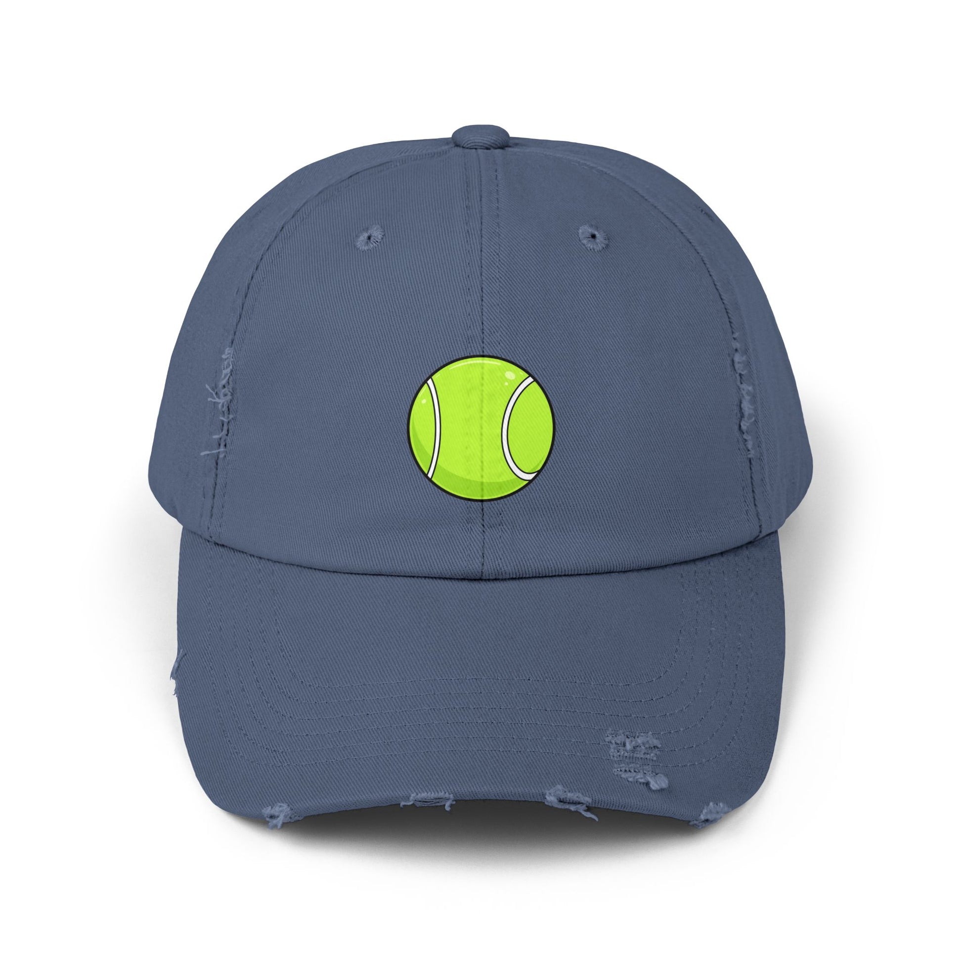 Distressed Tennis Ball Cap — Vintage Sport Dad Hat Hats Printify Scotland Blue One size