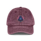 Vintage Embroidered Owl Dad Hat — Washed Gray Cap Hats Printify One size Maroon