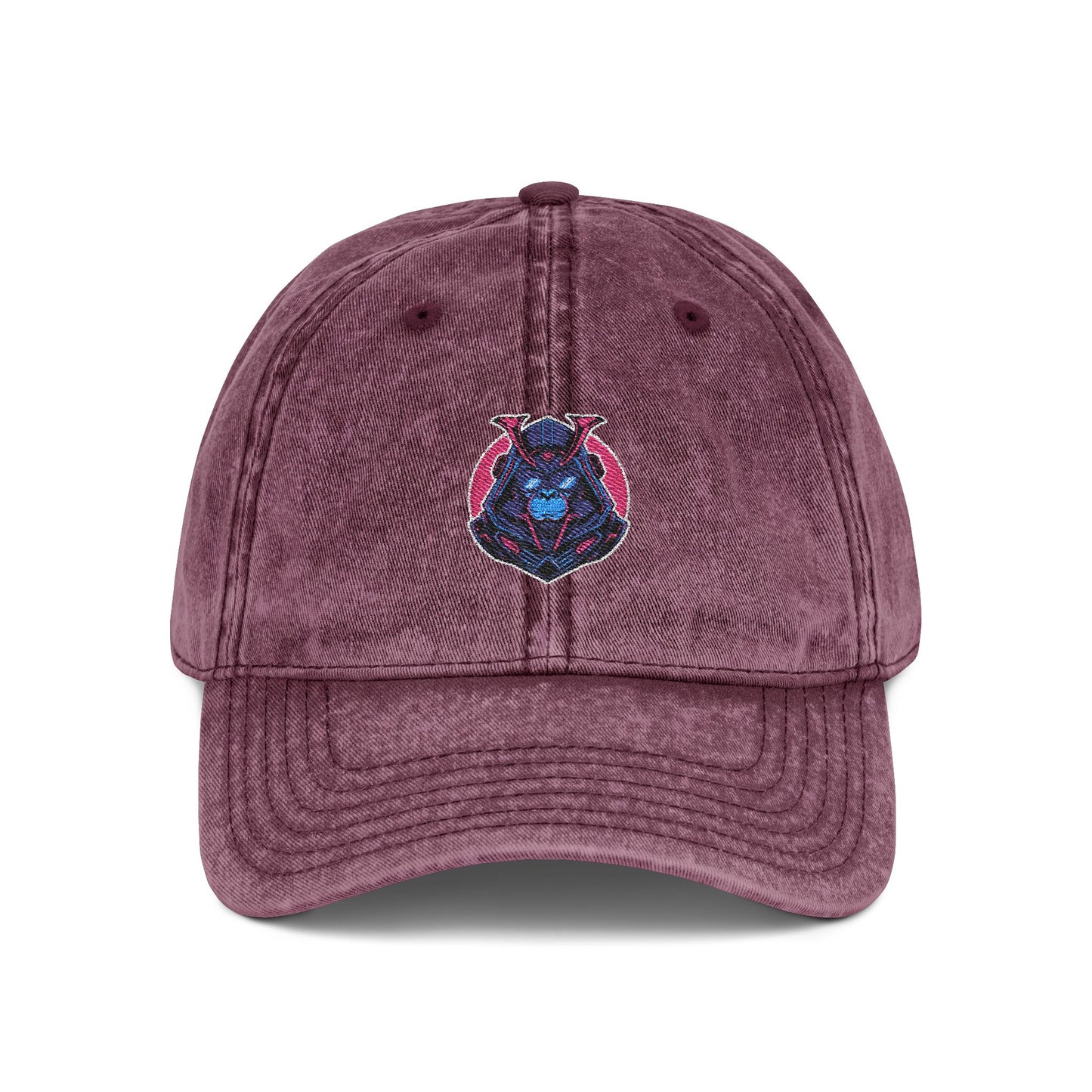 Vintage Embroidered Owl Dad Hat — Washed Gray Cap Hats Printify One size Maroon