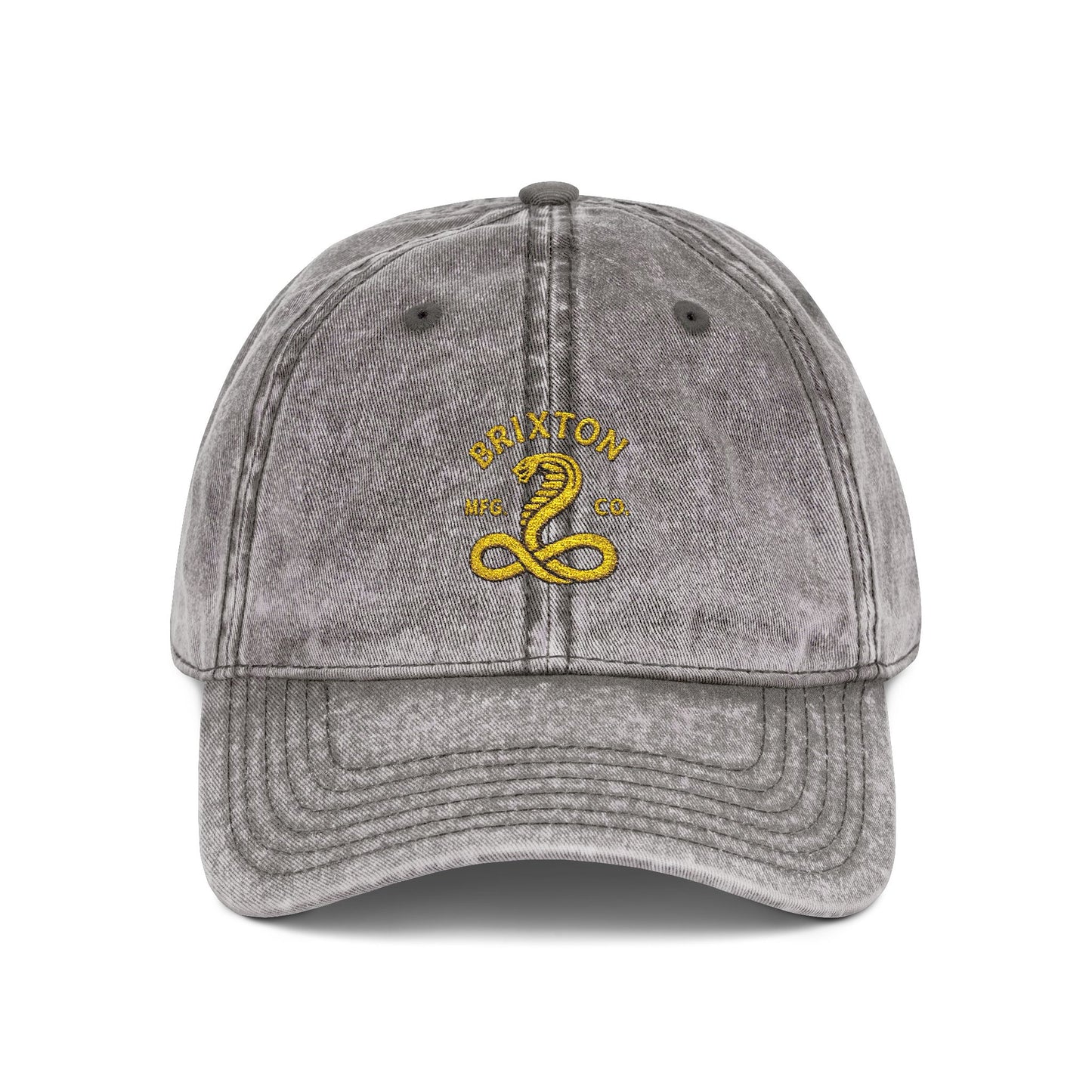 Vintage Embroidered Cap — Retro Snake Logo Dad Hat Hats Printify One size Charcoal Grey