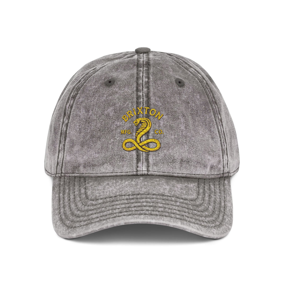 Vintage Embroidered Cap — Retro Snake Logo Dad Hat Hats Printify One size Charcoal Grey