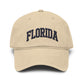Florida Embroidered Washed Baseball Cap Hats Printify One size Khaki