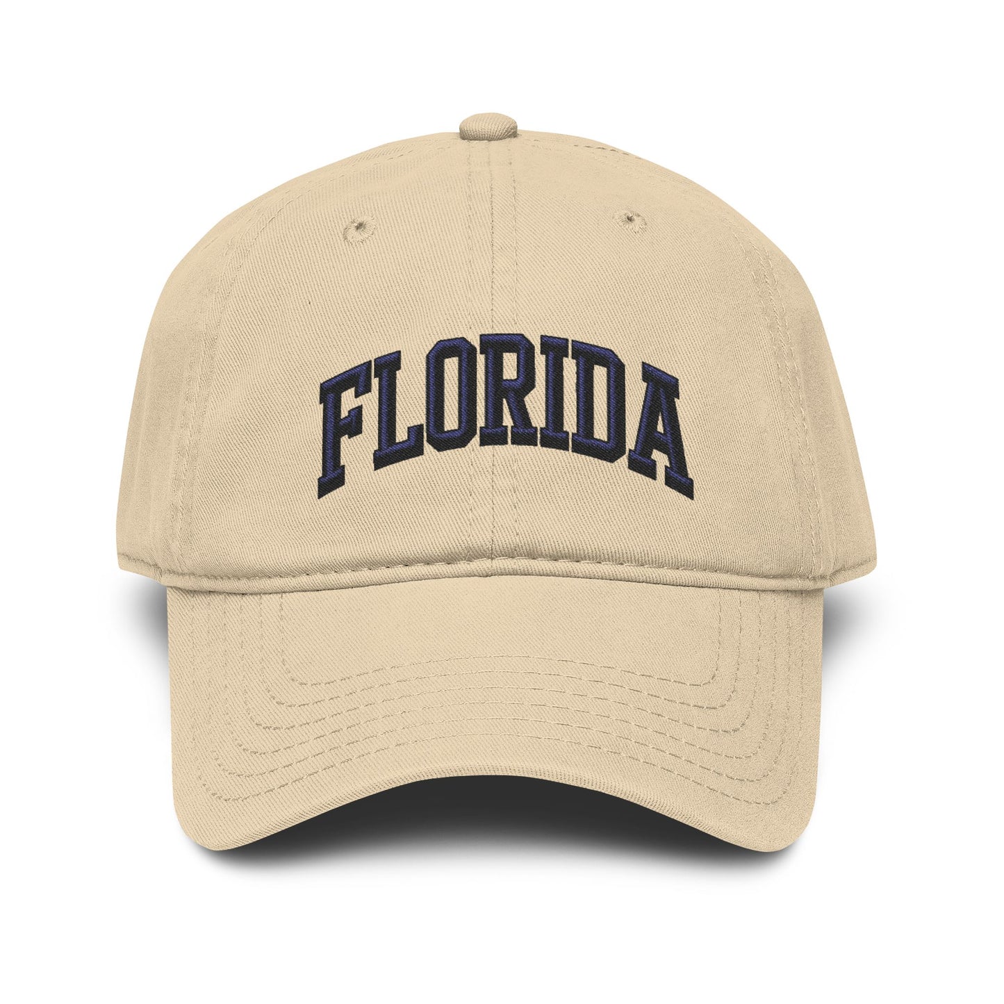 Florida Embroidered Washed Baseball Cap Hats Printify One size Khaki