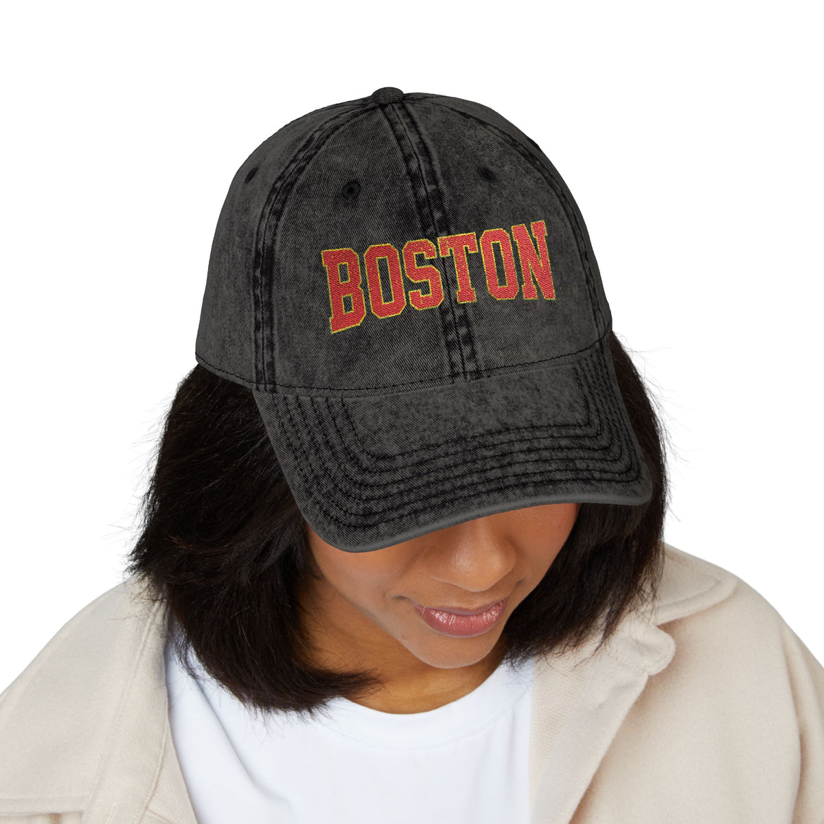 Vintage Embroidered Cap — Retro Sunset Patch Baseball Hat Hats Printify
