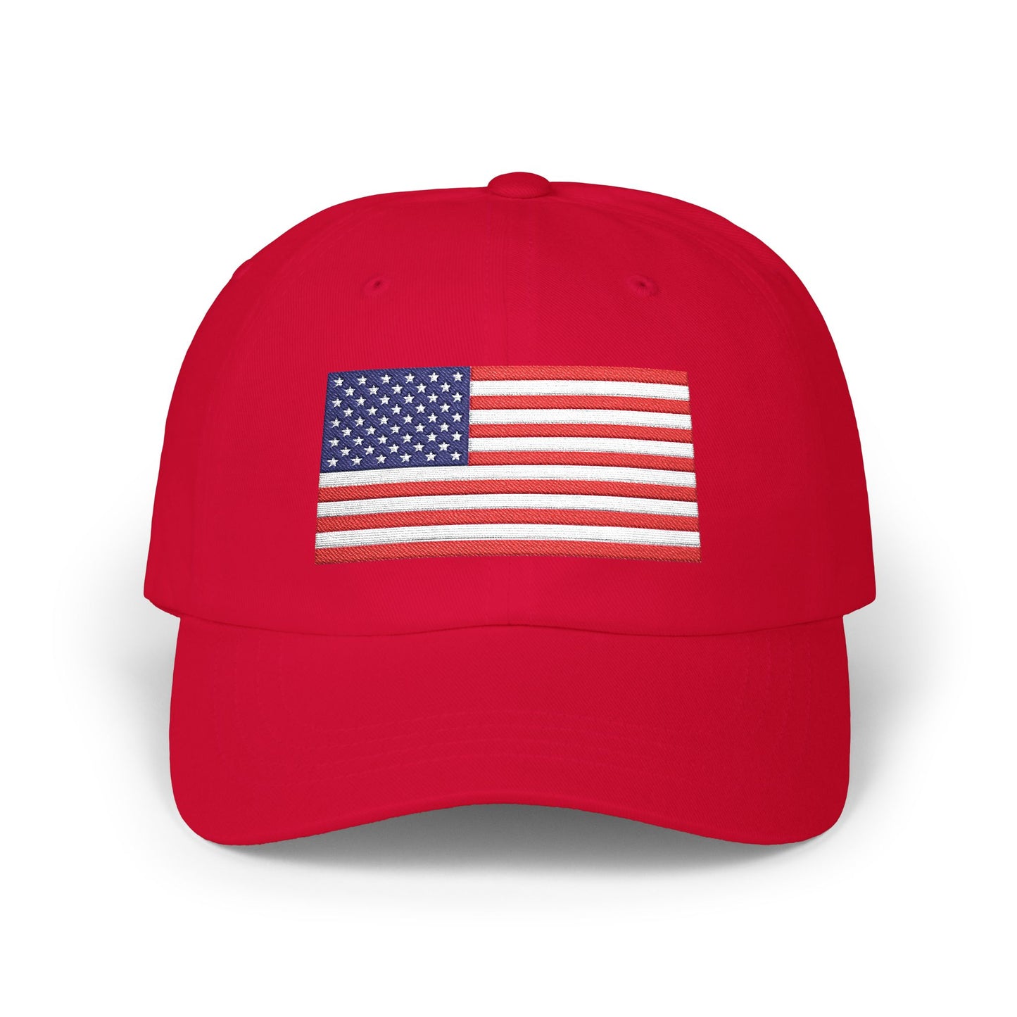 American Flag Dad Cap — Embroidered USA Baseball Hat for 4th of July Hats Printify Cranberry One size