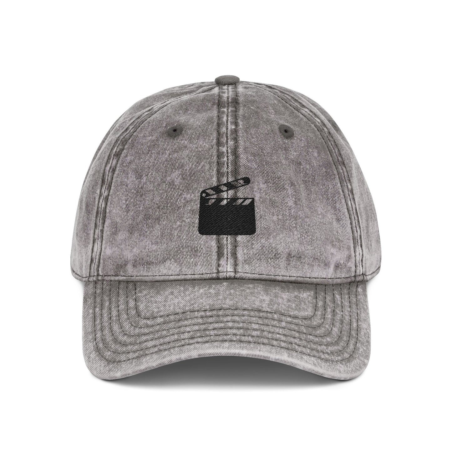 Vintage Embroidered Clapperboard Cap — Retro Film Crew Baseball Hat Hats Printify One size Charcoal Grey