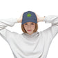 Distressed Black Cap with Green Cannabis Leaf Embroidery Hats Printify
