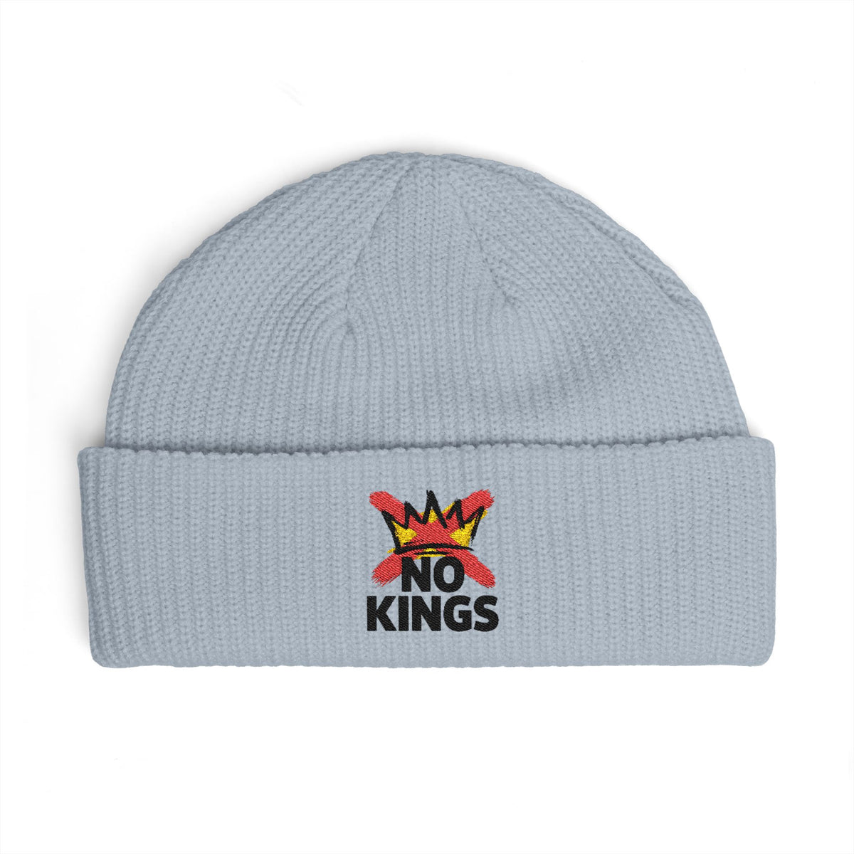 Cuff Beanie — 'No Kings' Streetwear Embroidered Beanie Hats Printify One size Powder